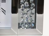 Crystal Decor Mirrored Glass Analogue White Face Floating Jewels Diamonds Mantle Clock