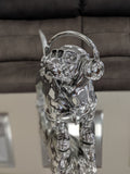 Silver Sausage Dachshund Dog Ornament with Headphones