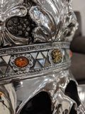Silver Electroplated Fallen Queen with Crown Skull Ornament