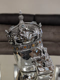 Silver Electroplated Fallen Queen with Crown Skull Ornament
