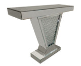 Floating Crystal V Shaped Mirrored Console Table