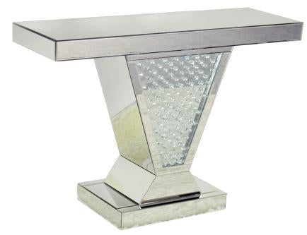 V Shape Floating Crystal Mirrored Console Table