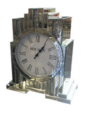Diamante Art Deco Mirrored Mantle Clock