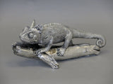 Silver Electroplated Chameleon on Branch Ornament Figurine