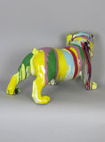 Large Multicolour Paint Splash Pop Art Style Ceramic Bulldog Ornament with Jewel Collar