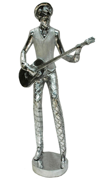 Silver Electroplated & White Guitar Musician Ornament