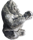 Silver Electroplated Gorilla Holding Skull Ornament
