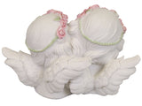White Cherub Couple with Pink Flower Headband Ornament