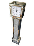 Square Diamante Art Deco Mirrored Long Case Grandmother Clock
