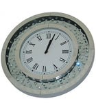 Crystal Decor Floating Mirrored Glass Crystal Jewel Gem Diamond Circular Circle Wall Analogue Clock