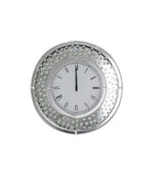 Crystal Decor Floating Mirrored Glass Crystal Jewel Gem Diamond Circular Circle Wall Analogue Clock