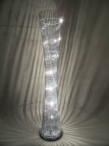 Diablo Silver Twisted Tower Floor Lamp
