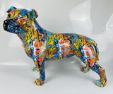 Multicolour Graffiti Large Staffordshire Bull Terrier Ornament