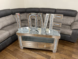 Mirrored large diamante crystal love letters wall art