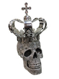 Silver Fallen King Skull with Crown Ornament