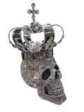Silver Fallen King Skull with Crown Ornament