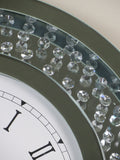 Crystal Decor Floating Mirrored Glass Crystal Jewel Gem Diamond Circular Circle Wall Analogue Clock