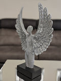 Standing Silver Spread Angel Wings Diamante & Mosaic Ornament