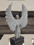 Standing Silver Spread Angel Wings Diamante & Mosaic Ornament