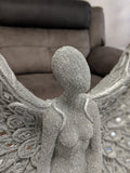 Sitting Silver Spread Angel Wings Diamante & Mosaic Ornament