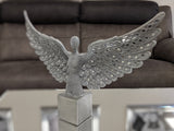 Small Silver Spread Angel Wings Diamante & Mosaic Ornament