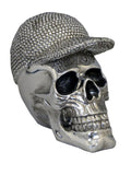 Silver Electroplated Skull with Baseball Cap Ornament