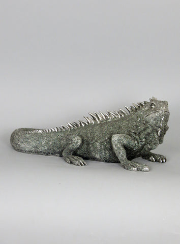 Silver Life Like Iguana Ornament Figurine Lizard Reptile