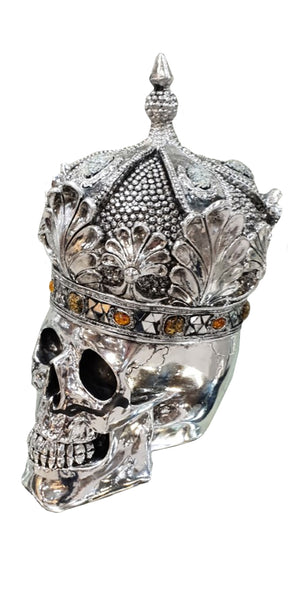 Silver Fallen Queen Skull with Crown Ornament