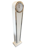 Round White Glass Art Deco Mirrored Long Case Grandmother Clock