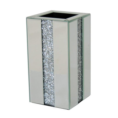 Mirrored Diamante Crystal Square Pillar Vase