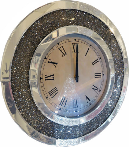 Diamante Round Mirrored Wall Clock