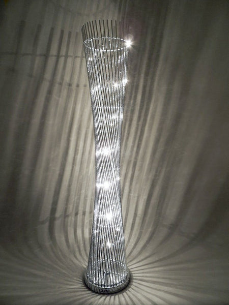 Diablo Silver Twisted Tower Floor Lamp