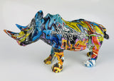 Multicolour Graffiti Rhino Ornament