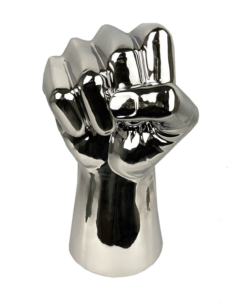 Large Silver Electroplated Clenched Fist Ornament