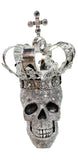 Silver Fallen King Skull with Crown Ornament