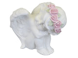 White Sleeping Cherub with Pink Flower Headband Ornament